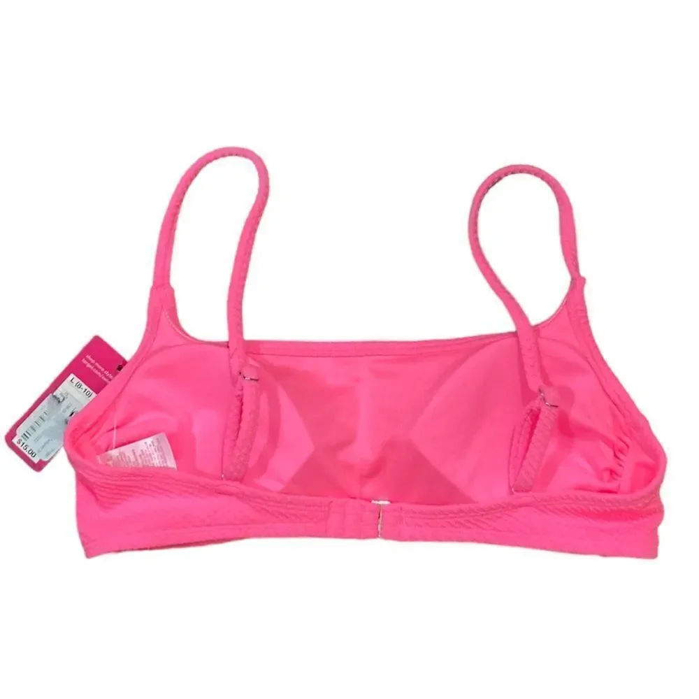 Xhilaration Hot Pink Textured Swim Top, Size L (8-10), NWT‎